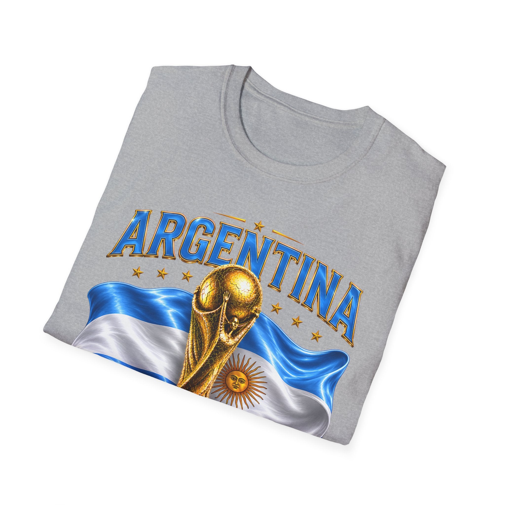 Argentina 2026 World Cup T-Shirt — Golden Trophy & Flag Soccer Fan Tee