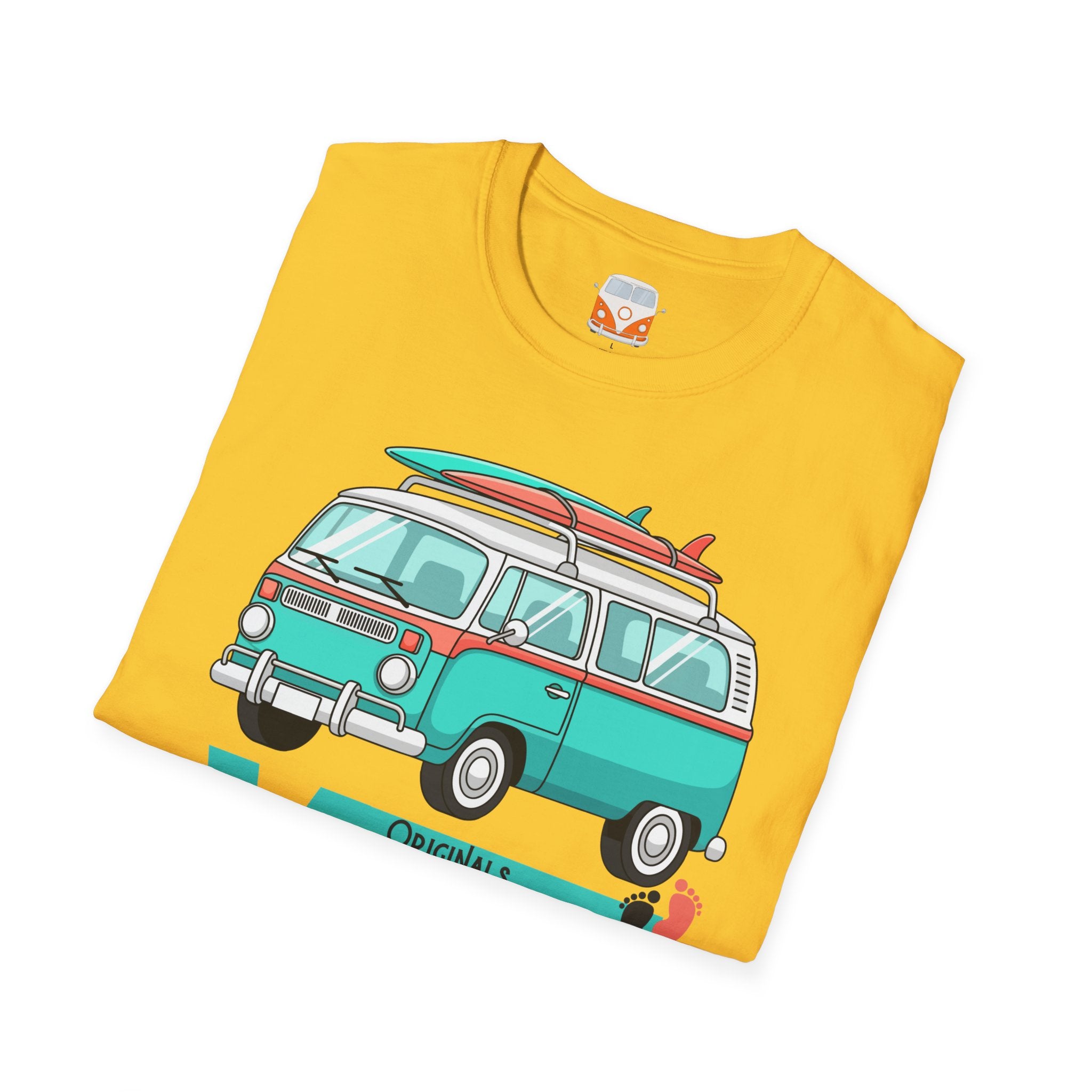 Retro Surf VW Van T-Shirt | Vintage Camper Bus Beach Tee Original Bare Feet