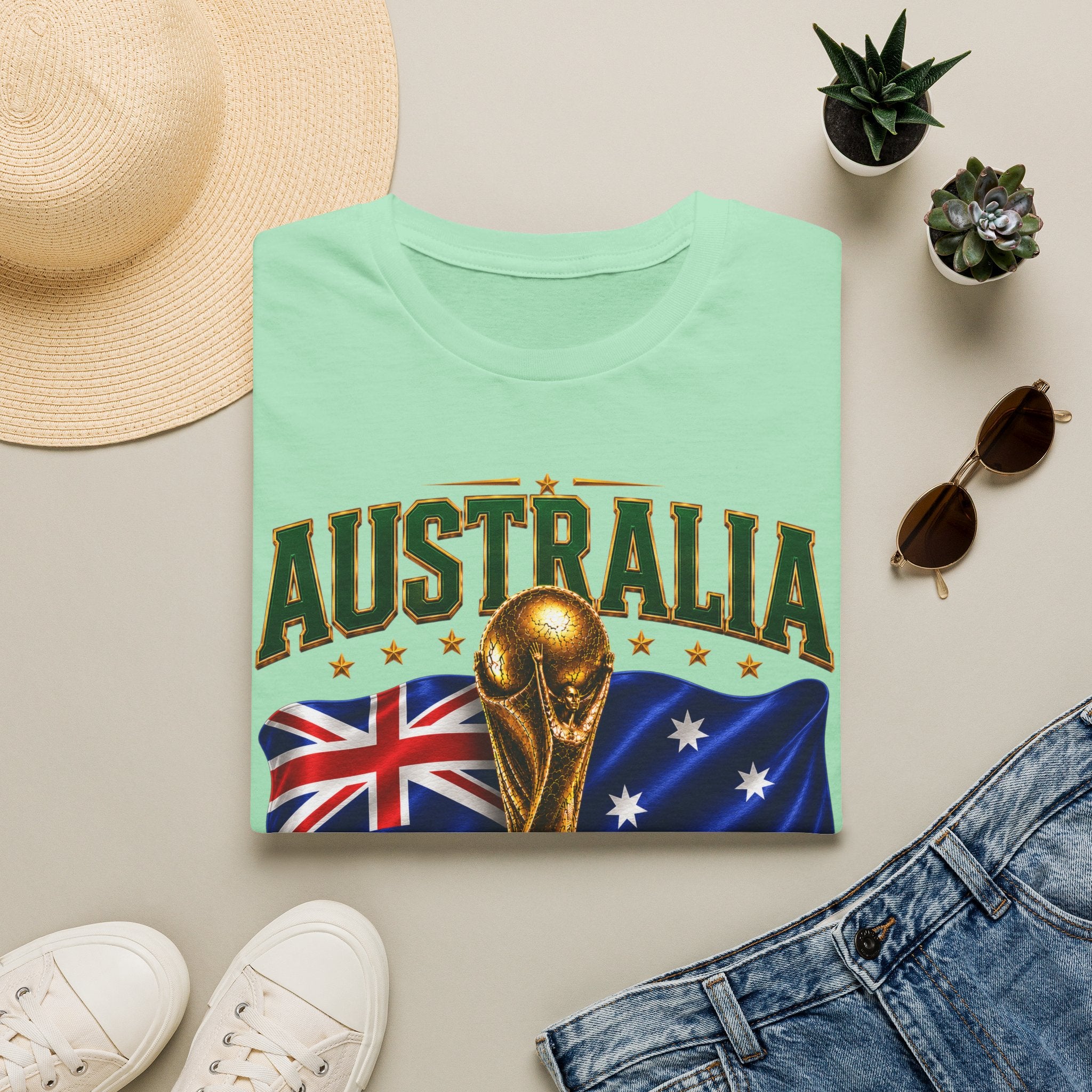 Australia 2026 Soccer World Cup T-Shirt — Aussie Flag & Trophy Design