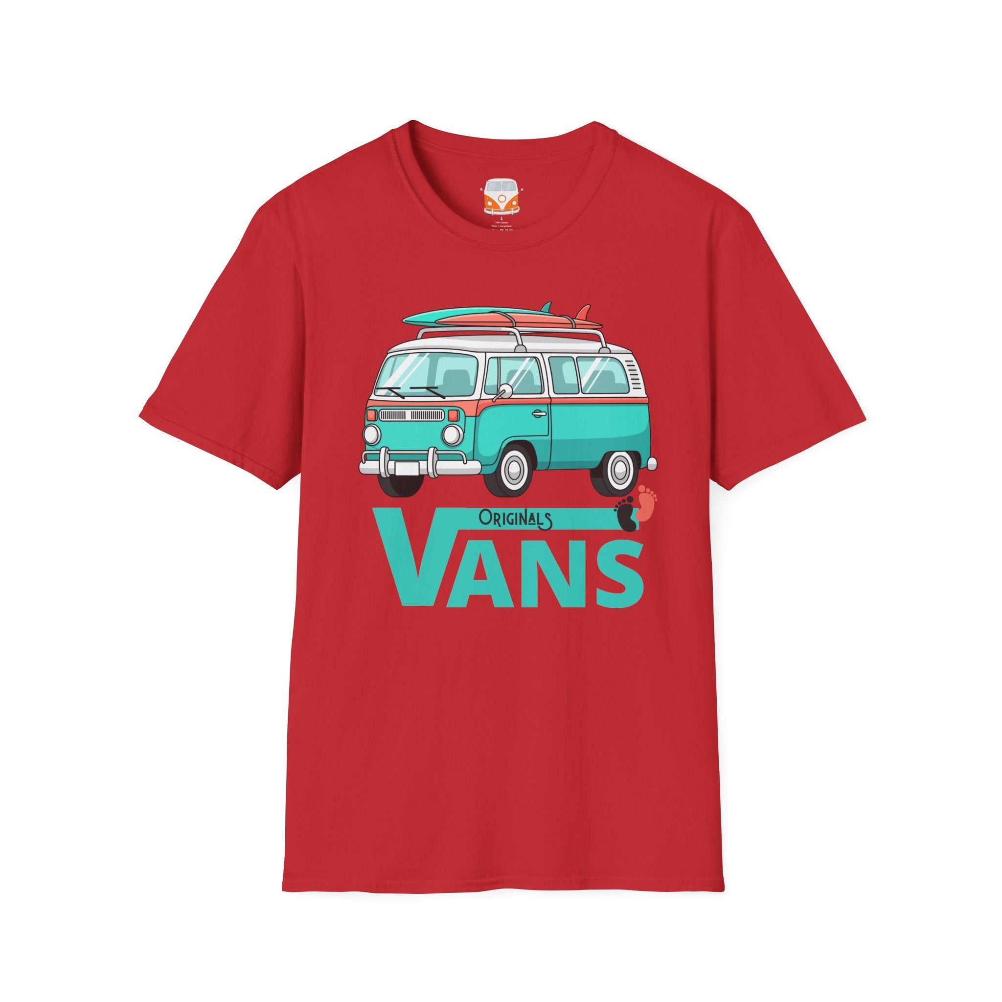 Retro Surf VW Van T-Shirt | Vintage Camper Bus Beach Tee Original Bare Feet