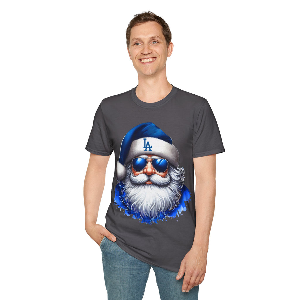 LA Dodgers Blue Santa T-Shirt — Cool Sunglasses Holiday Tee