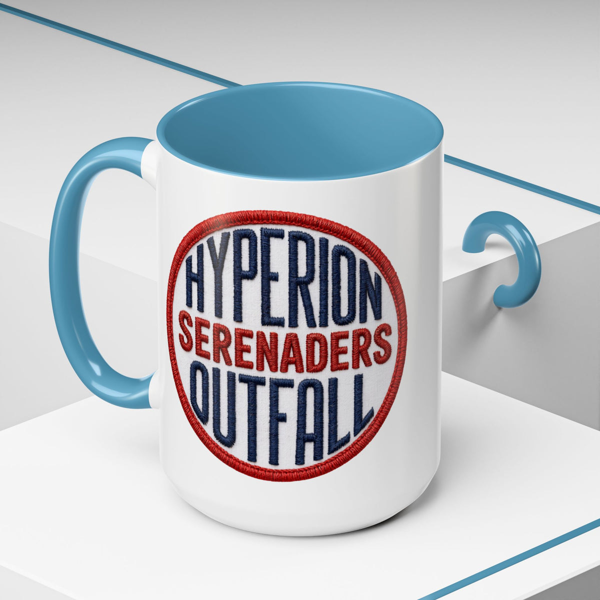Accent Coffee Mug — "Hyperion Serenaders Outfall" Retro Patch Ceramic Mug (11/15oz)