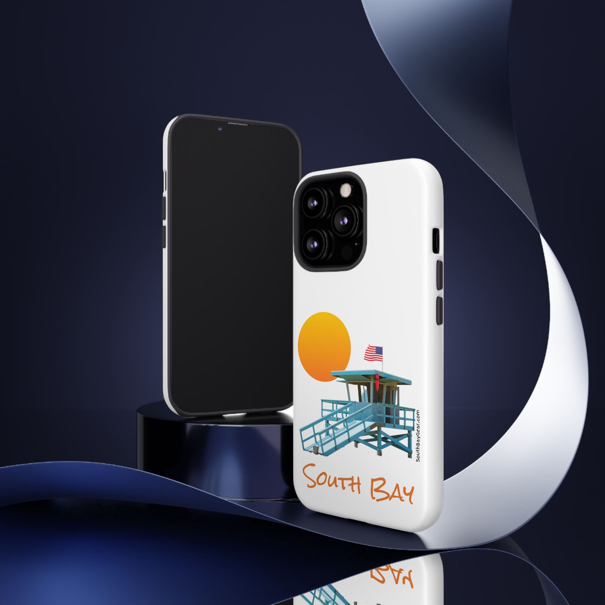 South Bay Lifeguard Stand with American Flag Tough Phone Cases