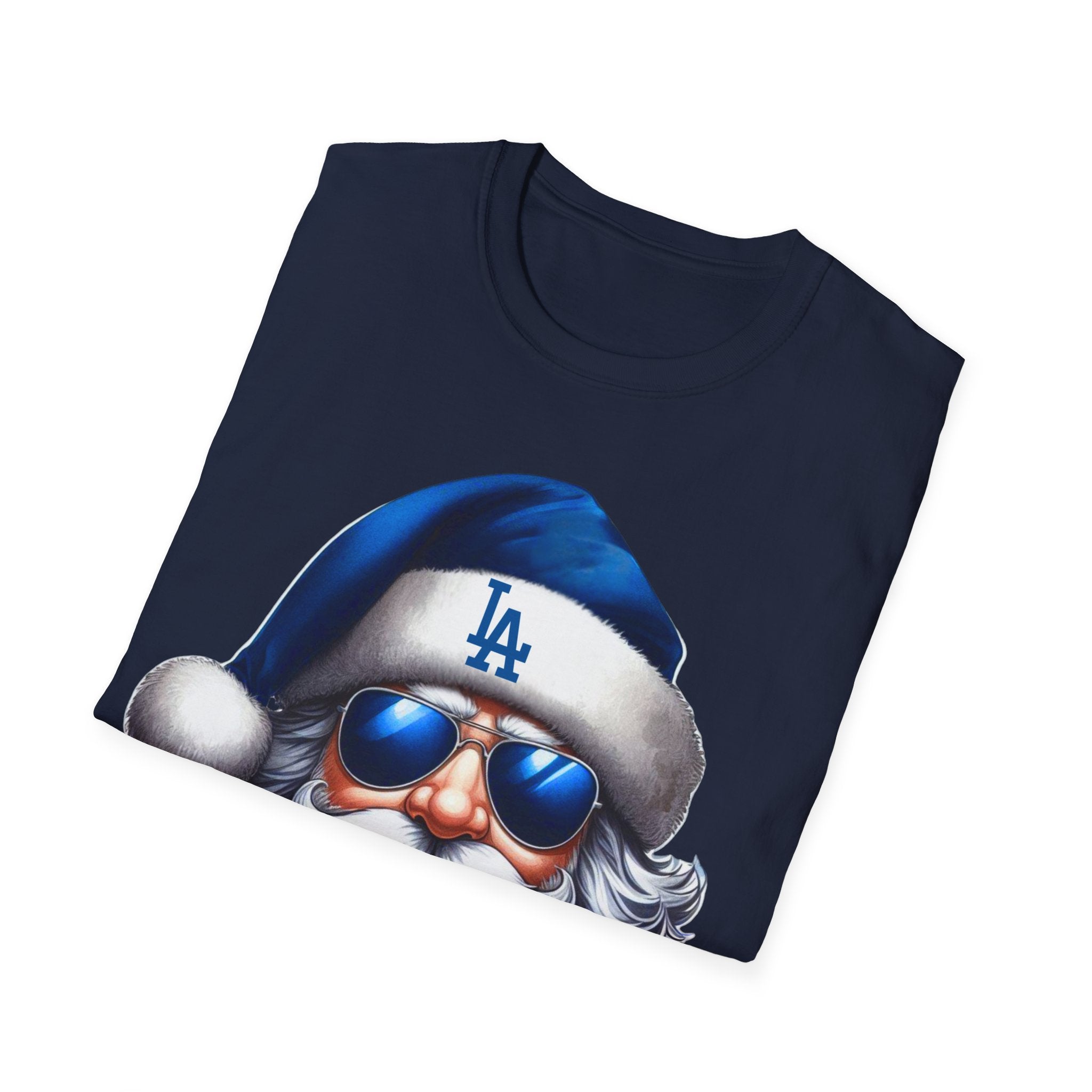 Blue Los Angeles Doyers Santa Tee | Santa Hat Graphic T-Shirt #Doyers