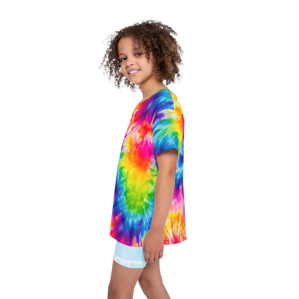 Kids Tie-Dye Sports Jersey — Vibrant All-Over Print Active Tee