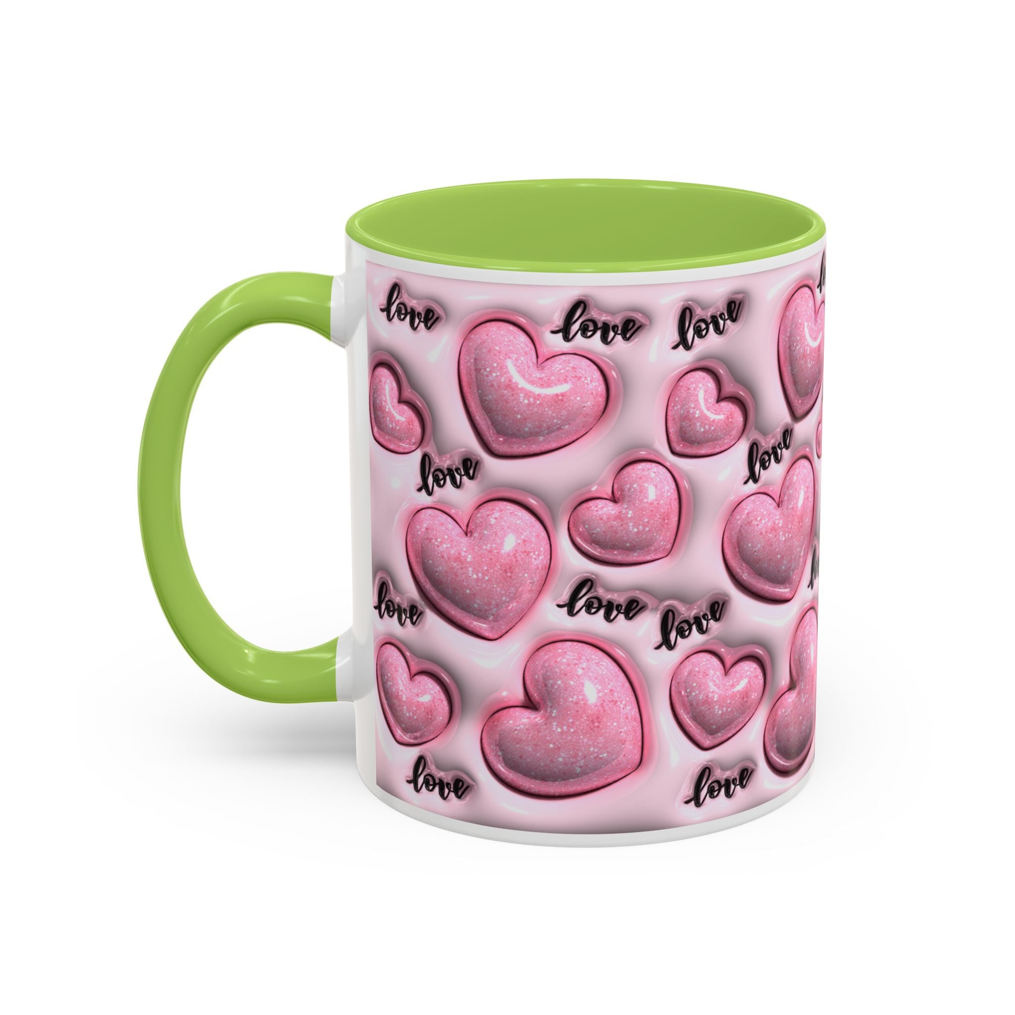Pink Heart Pattern love Mug | Accent Coffee Mug 11oz 15oz