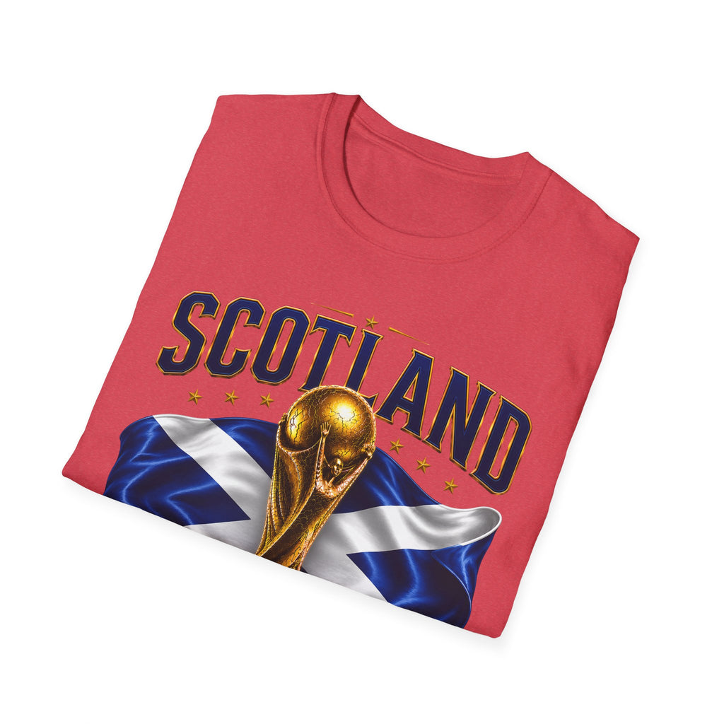 Scotland 2026 World Cup Soccer T-Shirt — Scottish Flag & Trophy Football Tee