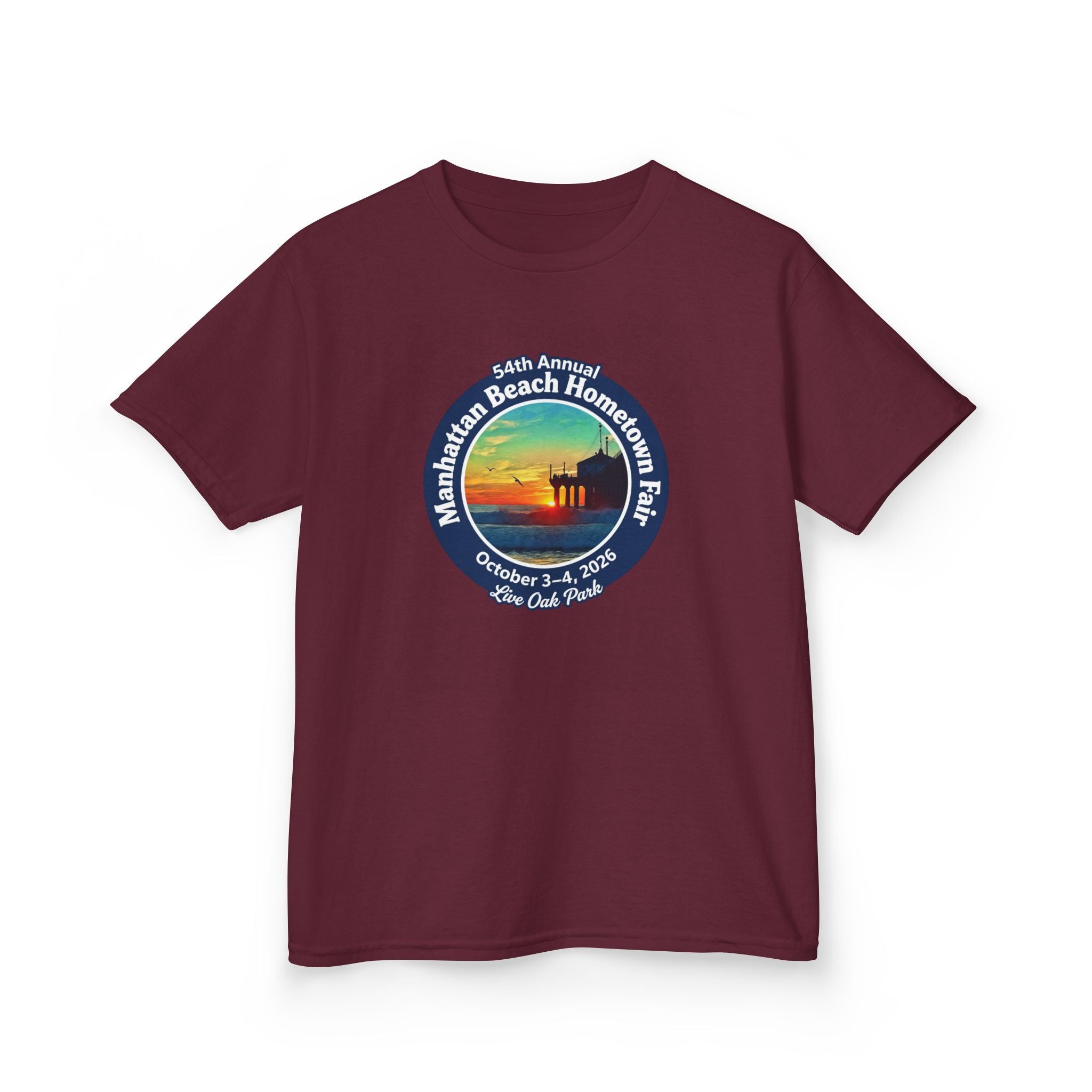 Kids Tee — Manhattan Beach Hometown Fair 2026 Sunset Logo