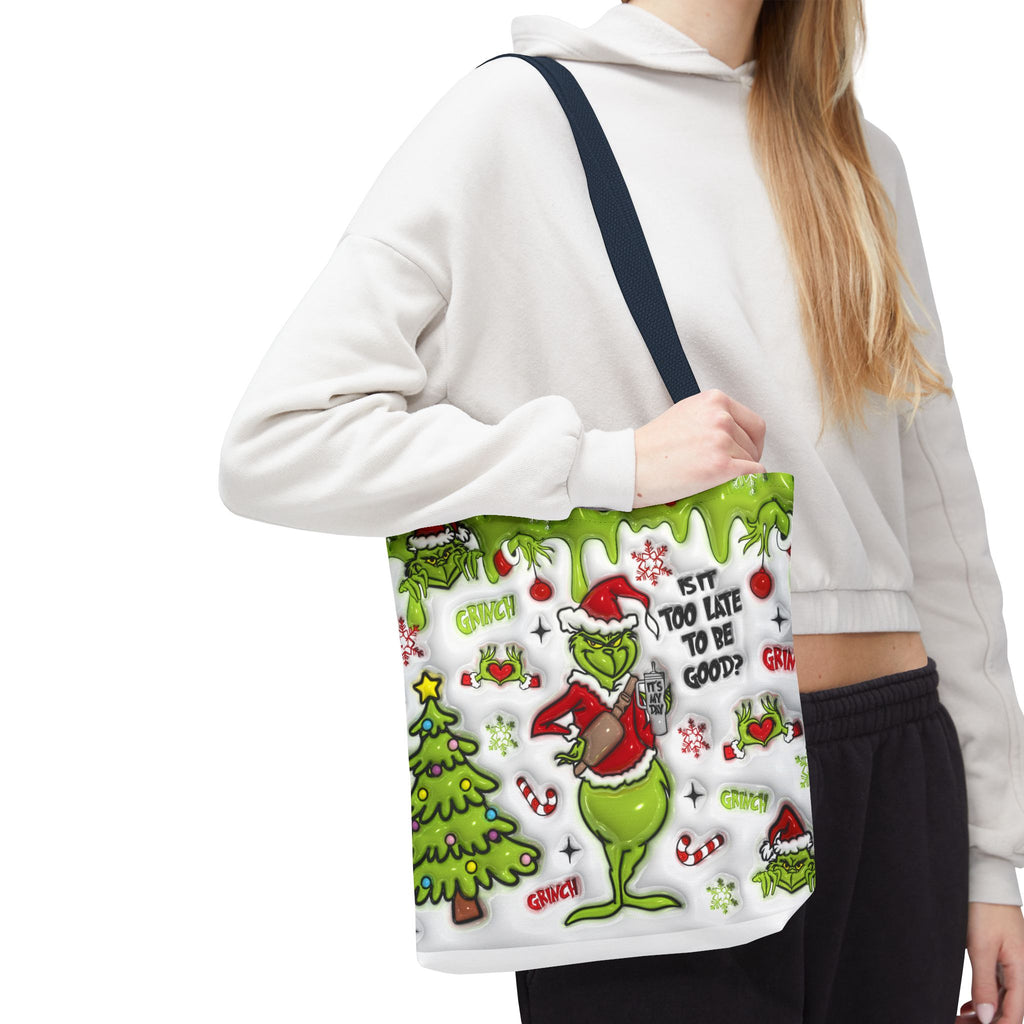 Christmas Tote Bag, Holiday Shopping Bag, Grinch Gift, Festive Reusable Bag, Cute Winter Accessory