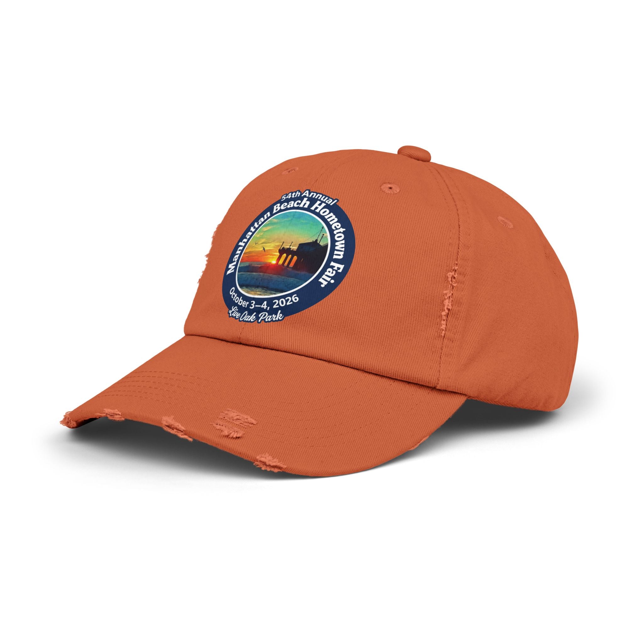 Distressed Baseball Cap - Manhattan Beach Hometown Fair 2026 Sunset Logo