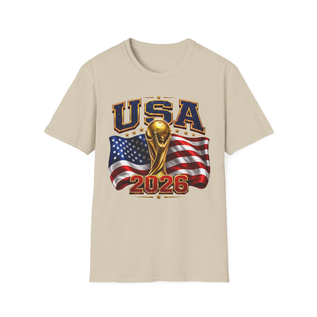 USA World Cup 2026 Soccer T-Shirt – American Flag & Trophy Design