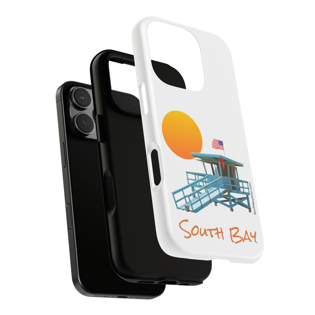 South Bay Lifeguard Stand with American Flag Tough Phone Cases