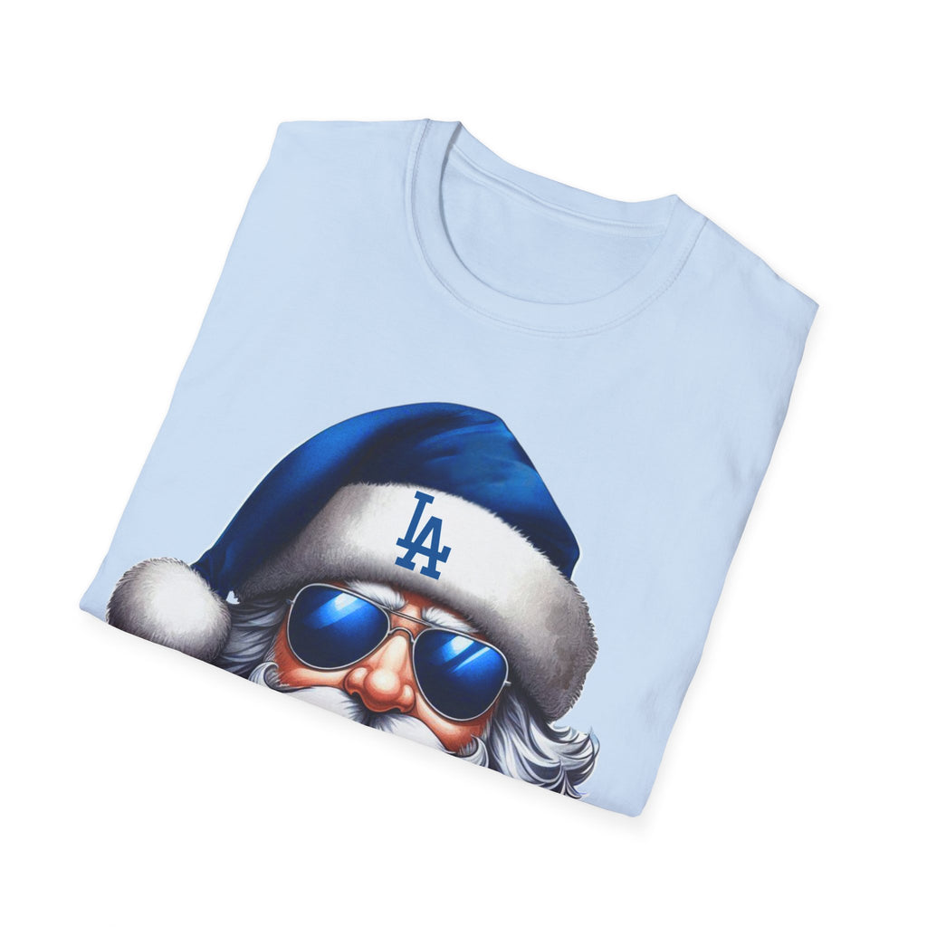 Blue Los Angeles Doyers Santa Tee | Santa Hat Graphic T-Shirt #Doyers