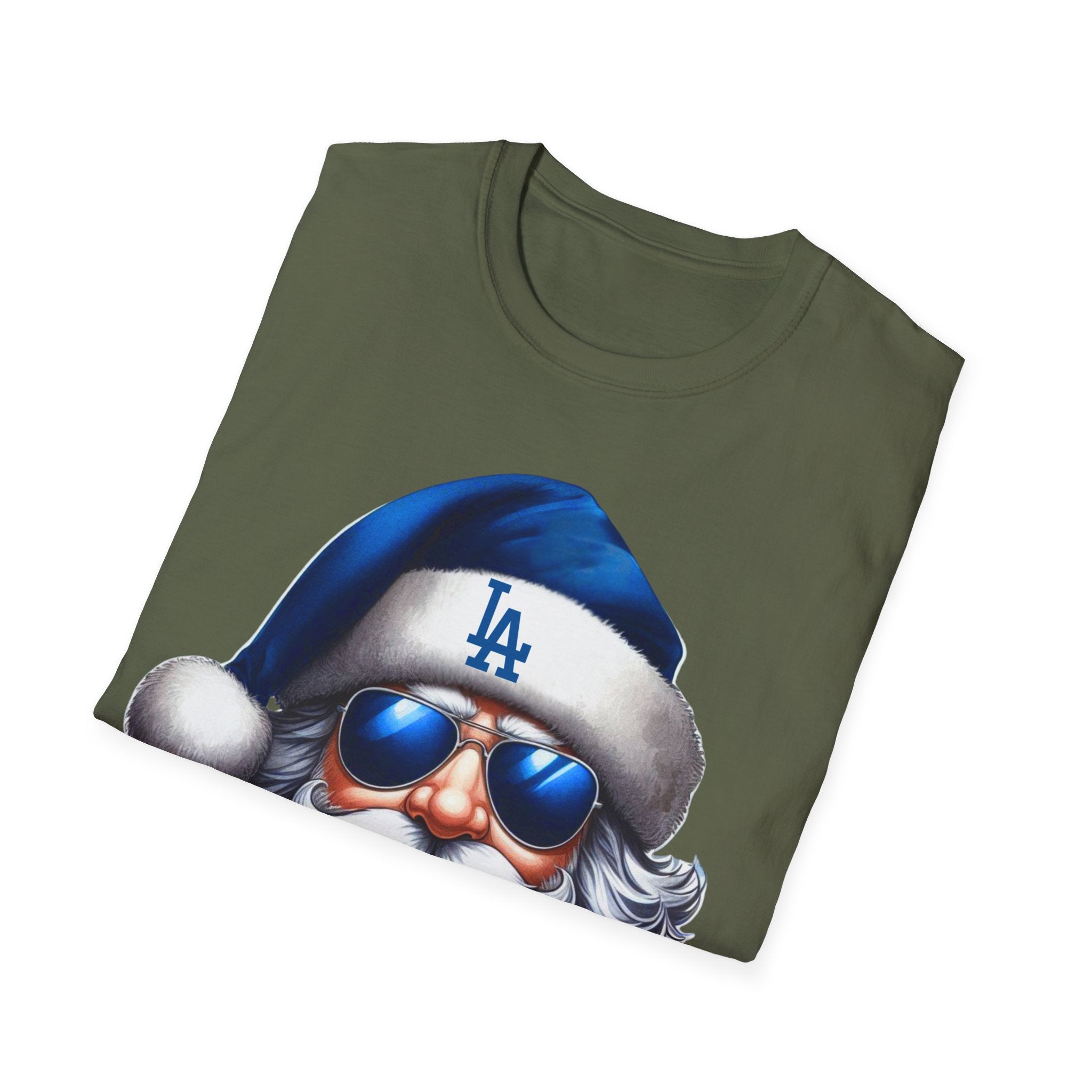 Blue Los Angeles Doyers Santa Tee | Santa Hat Graphic T-Shirt #Doyers