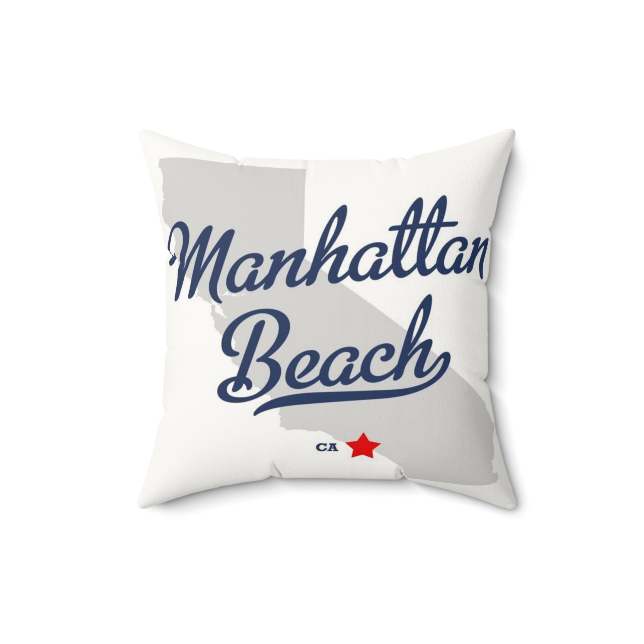 Manhattan Beach California Map - Faux Suede Square Pillow