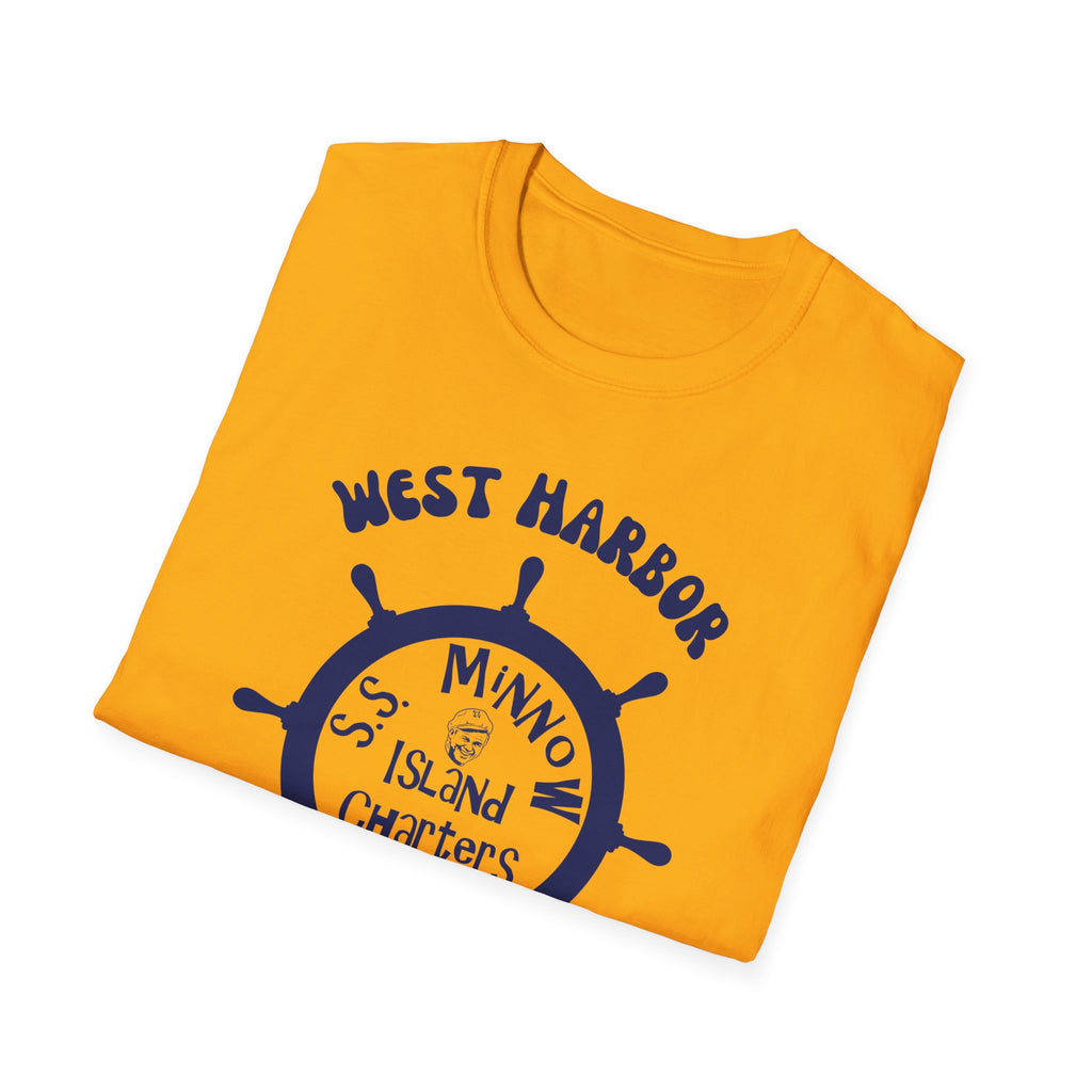 West Harbor San Pedro Ship Wheel Minno Island Charters T-Shirt | 3 Hour Tours