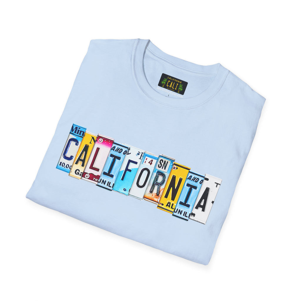 California License Plate Letters T-Shirt | Vintage Road Trip State Tee