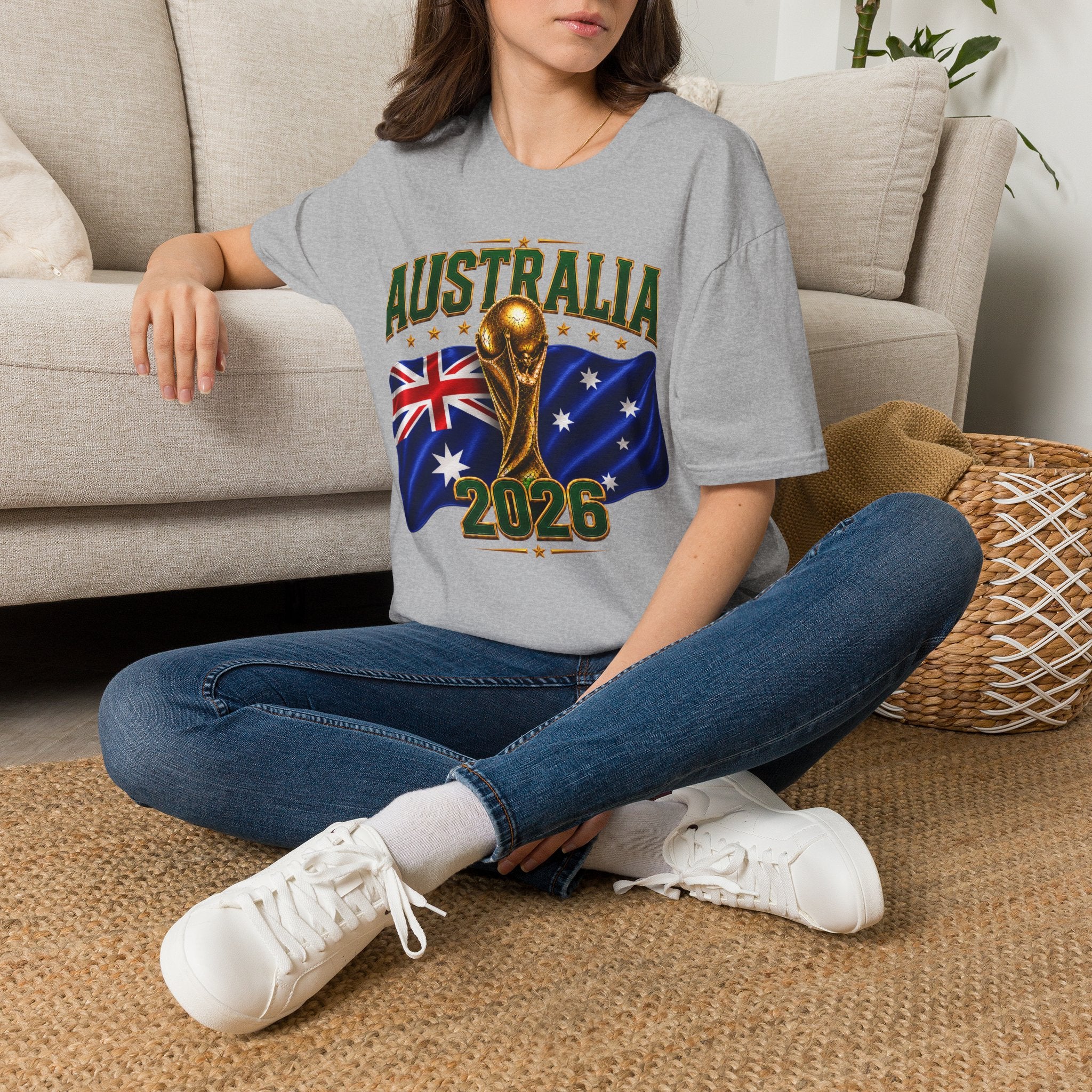 Australia 2026 Soccer World Cup T-Shirt — Aussie Flag & Trophy Design