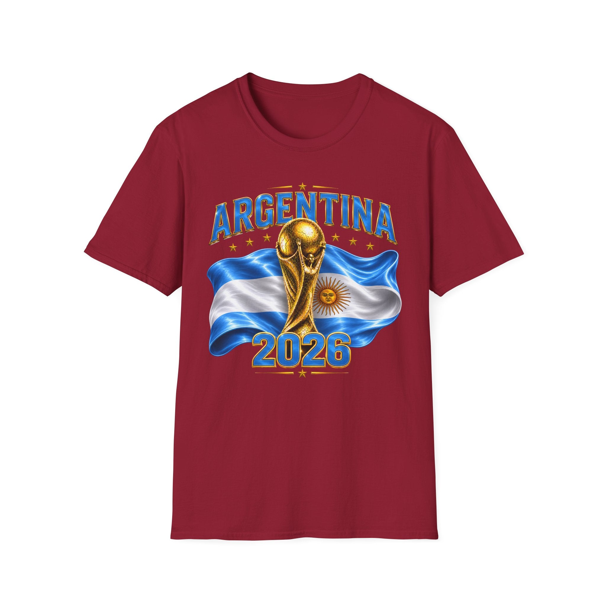 Argentina 2026 World Cup T-Shirt — Golden Trophy & Flag Soccer Fan Tee
