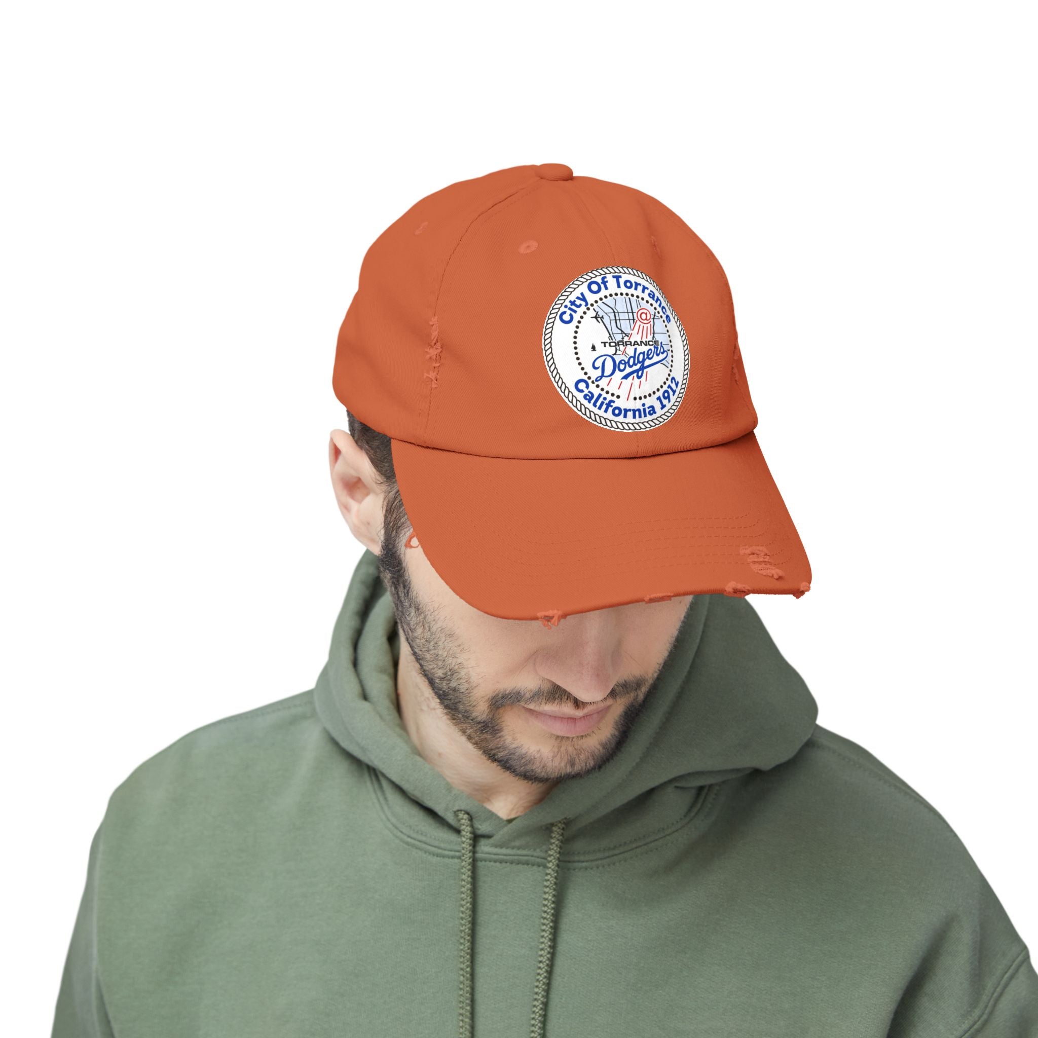 Distressed Baseball Cap with Torrance Dodgers Patch