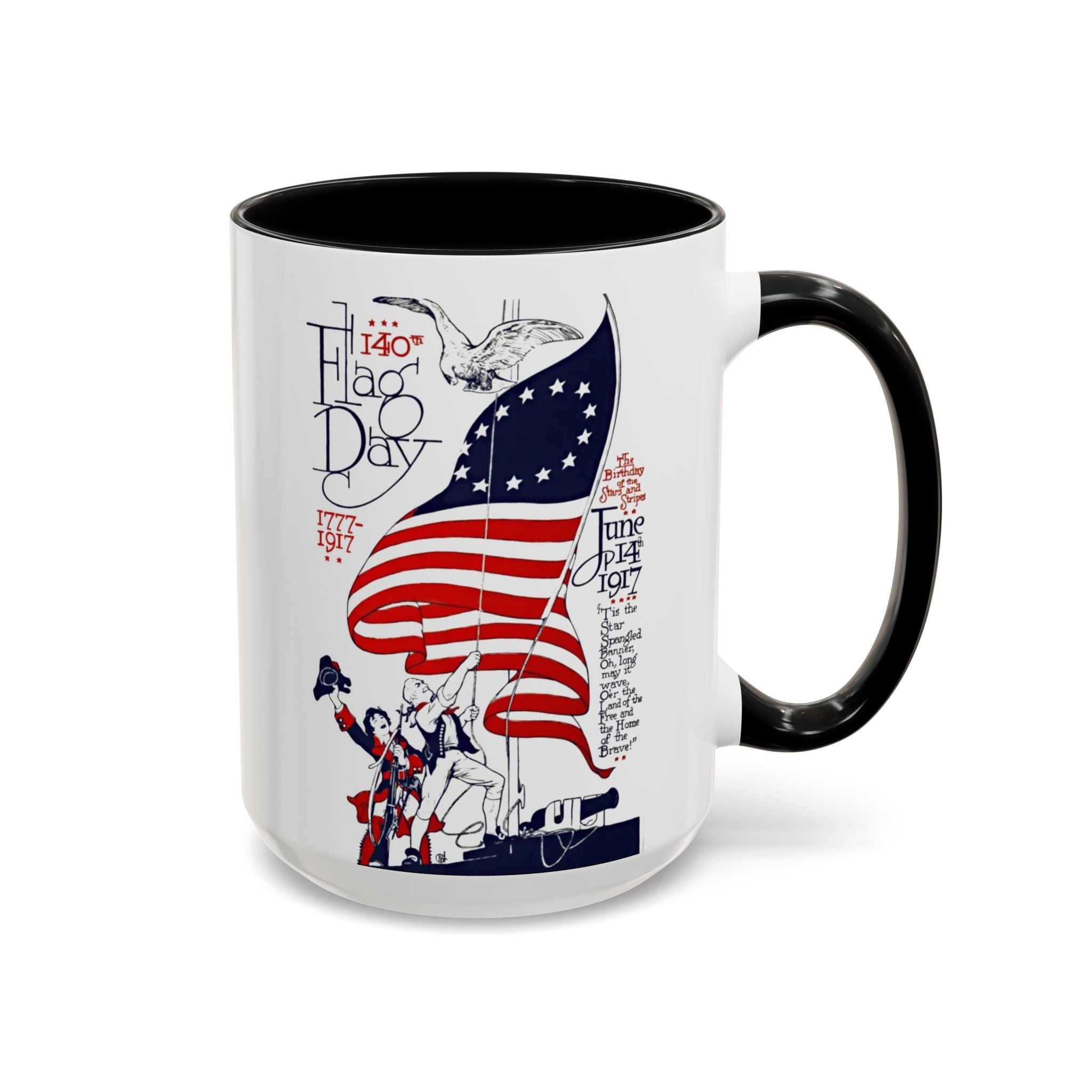 Flag Day Illustration Original Artwork 1917  Mug | American Flag Sailors Accent Coffee Mug