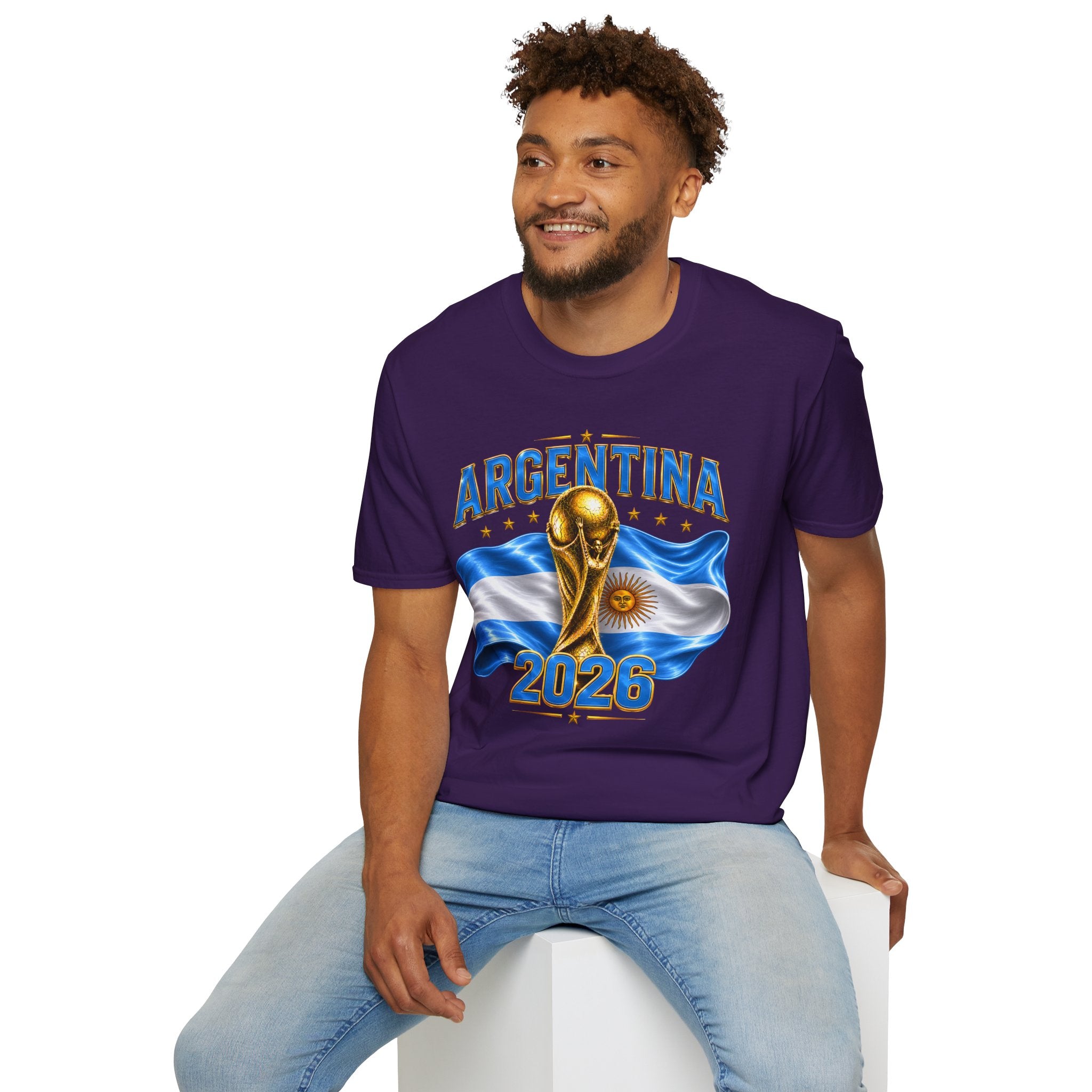 Argentina 2026 World Cup T-Shirt — Golden Trophy & Flag Soccer Fan Tee