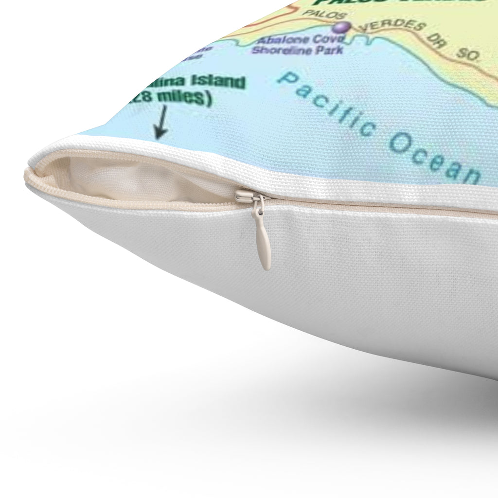 Redondo Beach California 90277 90278 MAP Spun Polyester Square Pillow