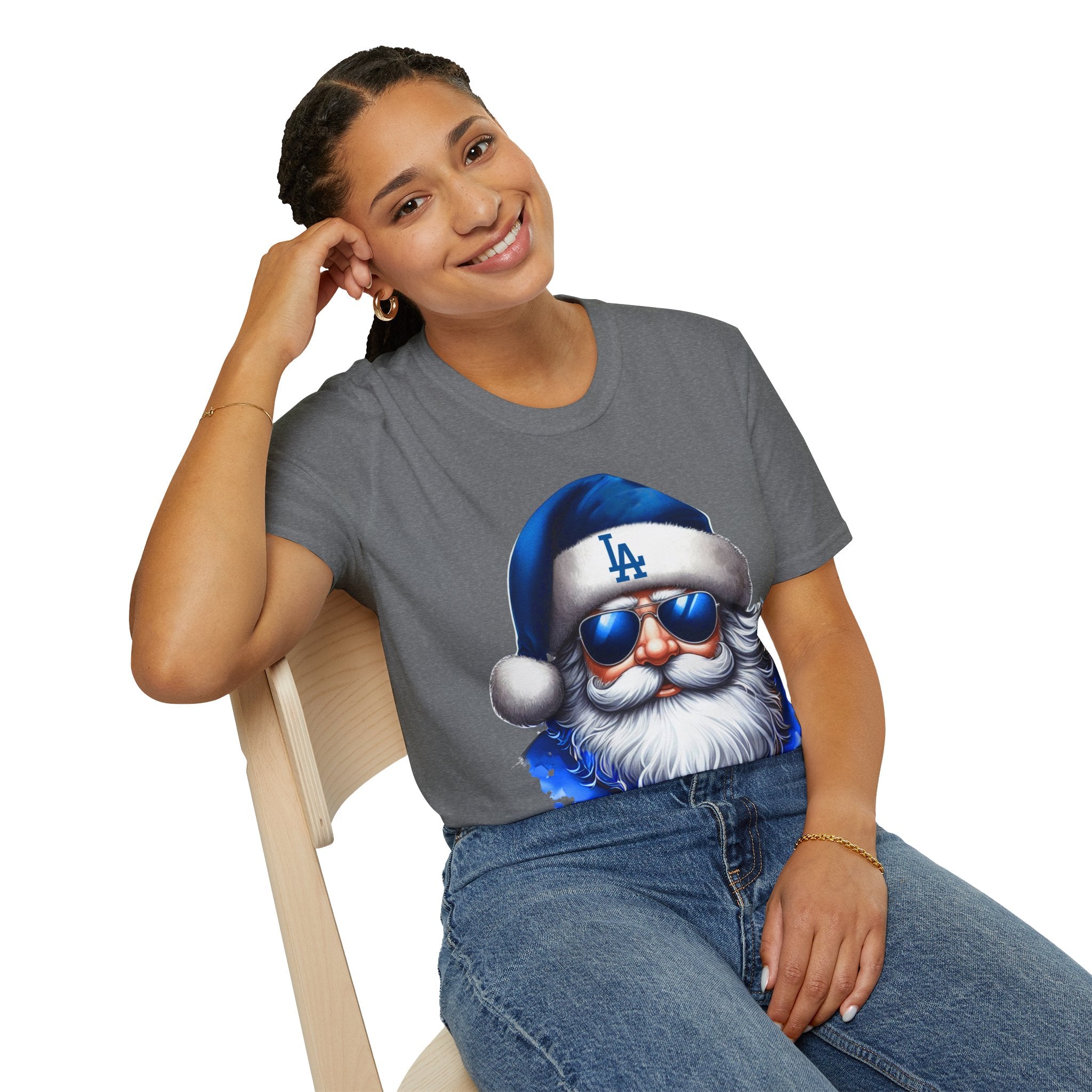 LA Dodgers Blue Santa T-Shirt — Cool Sunglasses Holiday Tee