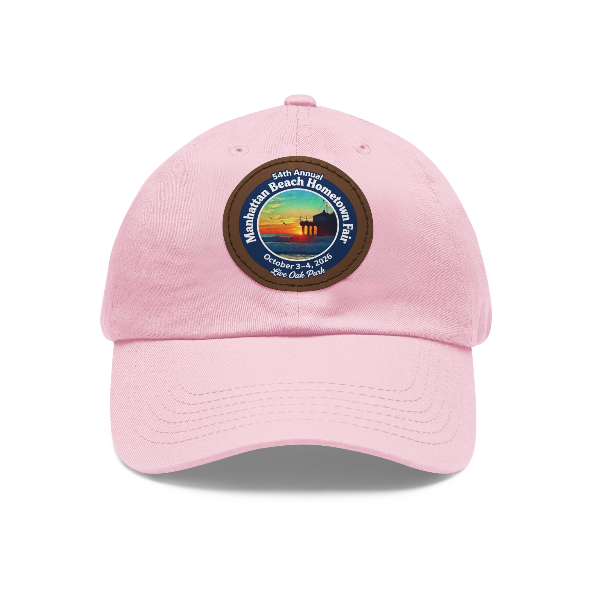 Manhattan Beach Hometown Fair 2026  Beach  Live Oak Park Annual Festival Round Leather Patch Hat