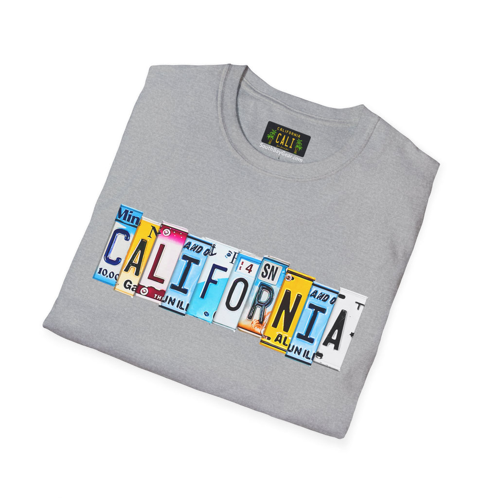 California License Plate Letters T-Shirt | Vintage Road Trip State Tee