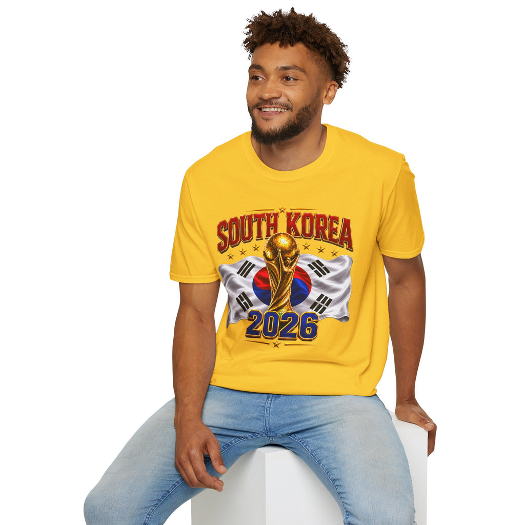 South Korea 2026 Soccer World Cup T-Shirt — Korean Flag & Trophy Football Fan Tee