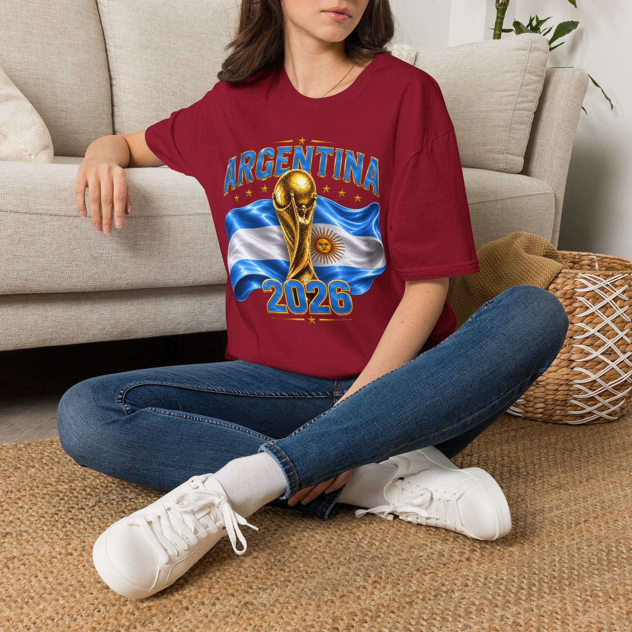 Argentina 2026 World Cup T-Shirt — Golden Trophy & Flag Soccer Fan Tee