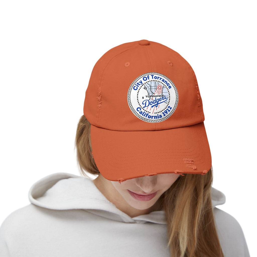 Distressed Baseball Cap with Torrance Dodgers Patch