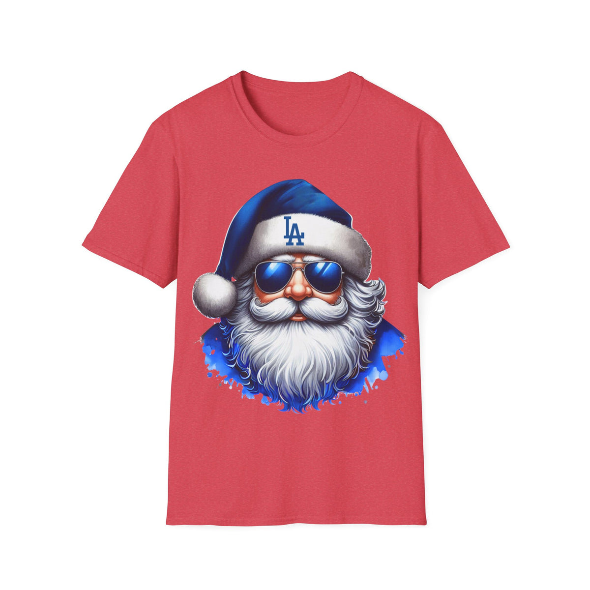 LA Dodgers Blue Santa T-Shirt — Cool Sunglasses Holiday Tee