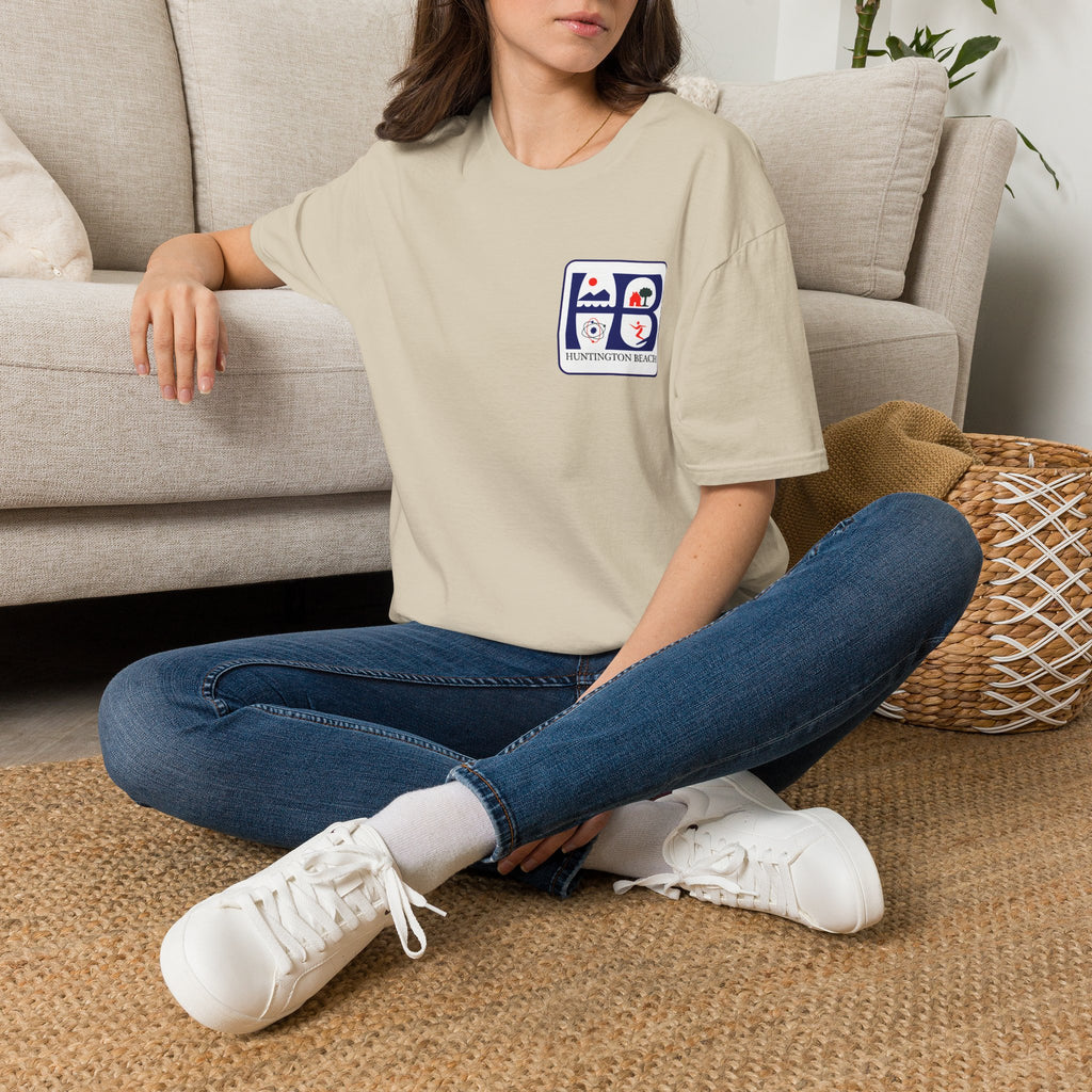 Huntington Beach Retro Logo T-Shirt — HB Surf & Sunset Tee (printed 3 side)