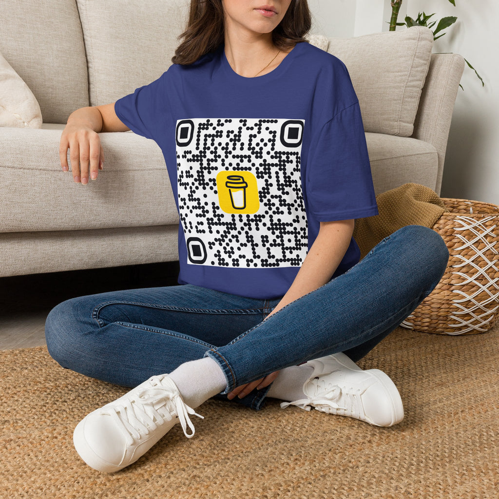 QR Code Coffee Cup T‑Shirt — Scan-to-Order Cafe Tee