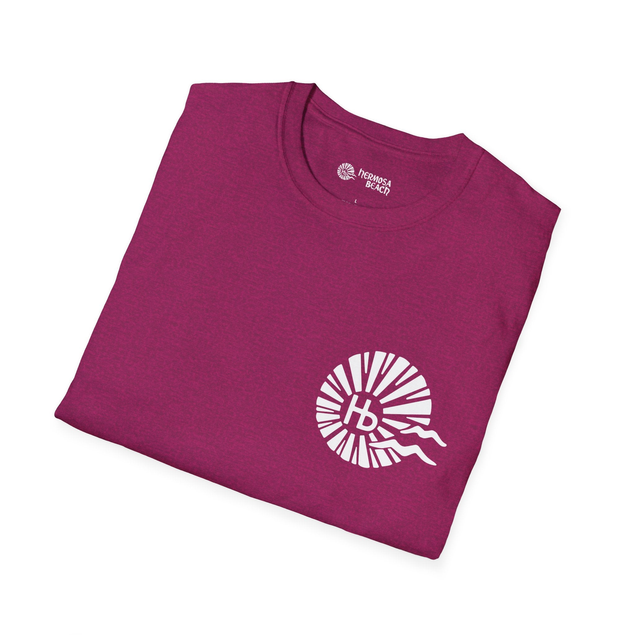 Hermosa Beach Sunburst Wave T-Shirt (printed front back neck) | Hb Minimal Logo Tee