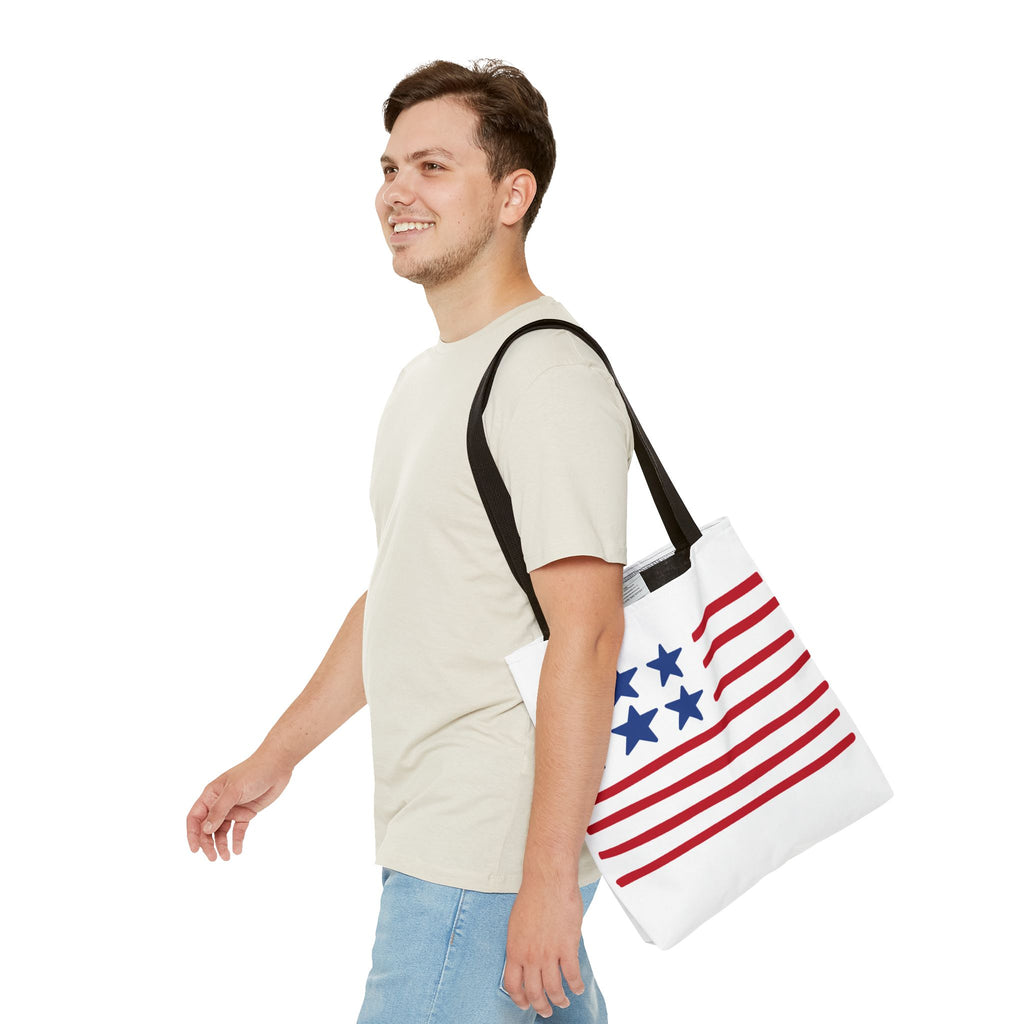 American Flag Stars & Stripes Tote Bag — Patriotic Canvas Beach Grocery Bag