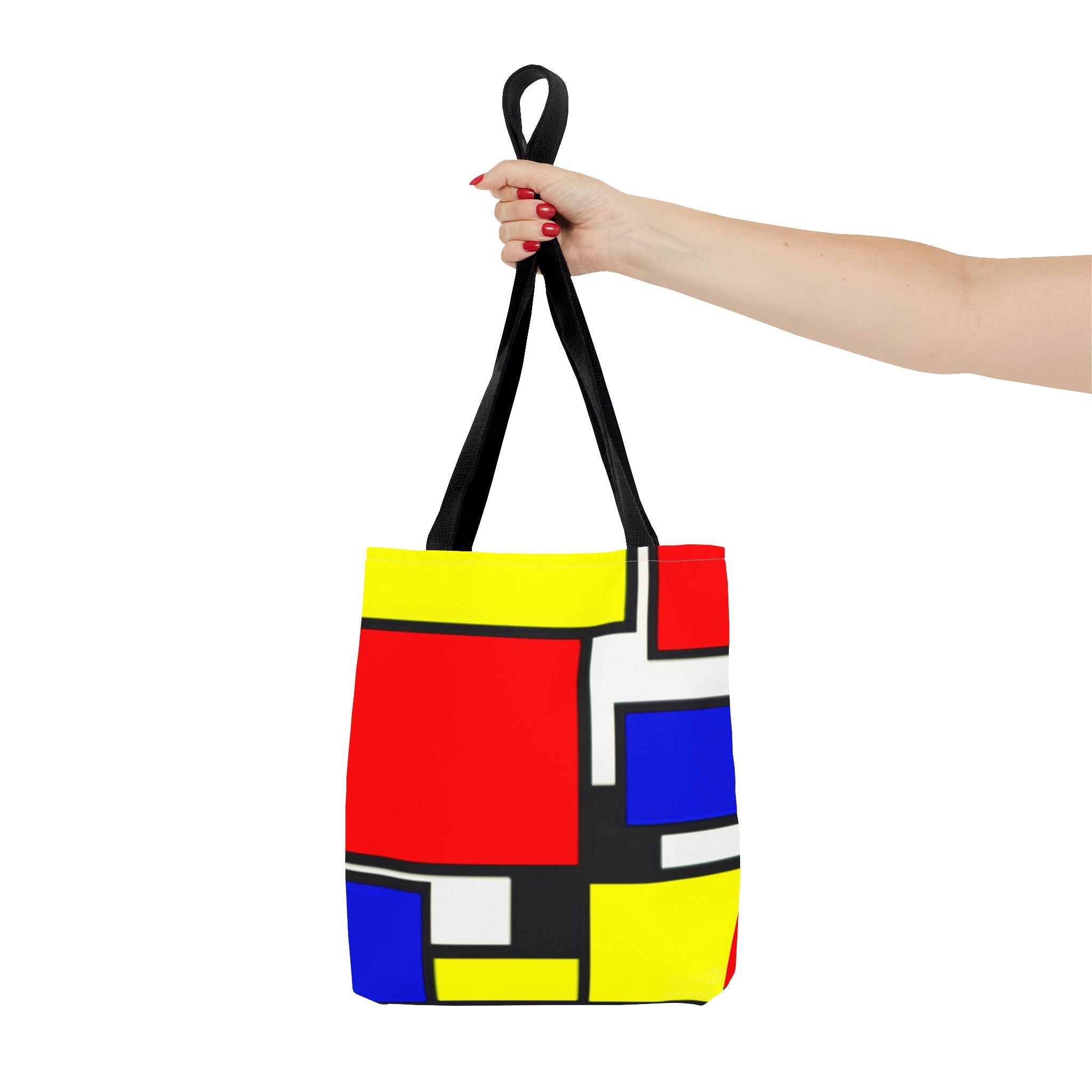 C'mon Get Happy Primary Color Geometric Grid Tote Bag | 1970s Abstract Art