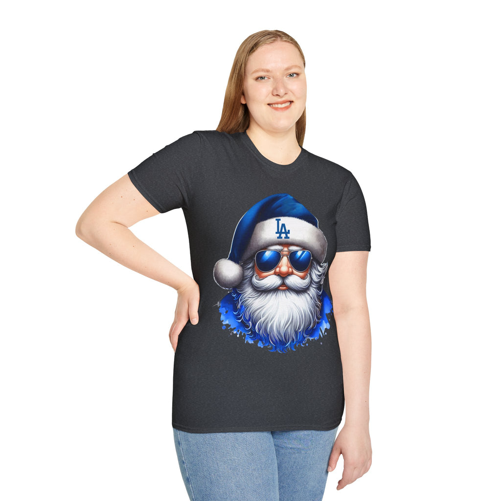 LA Dodgers Blue Santa T-Shirt — Cool Sunglasses Holiday Tee