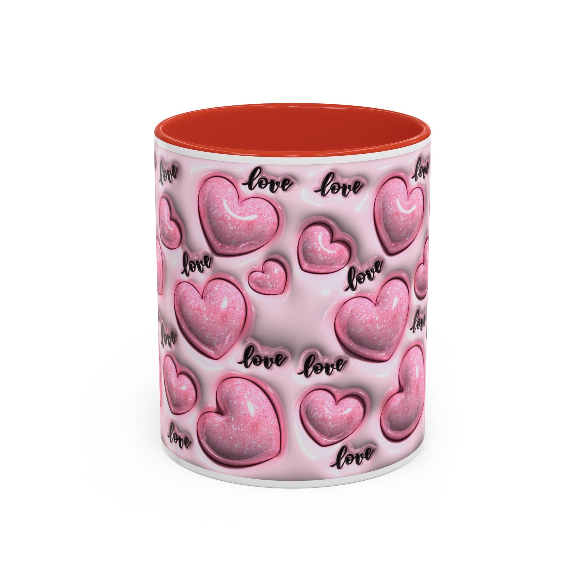 Pink Heart Pattern love Mug | Accent Coffee Mug 11oz 15oz