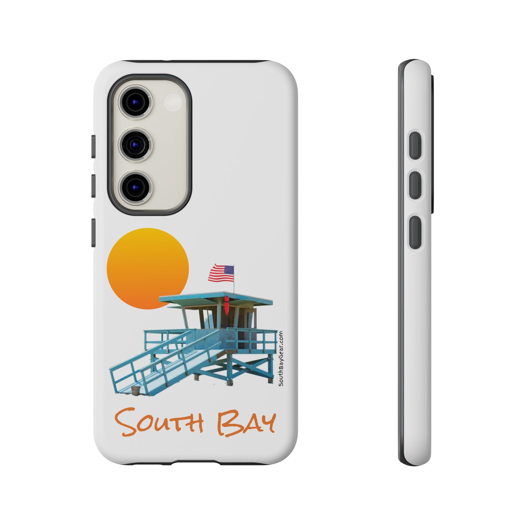 South Bay Lifeguard Stand with American Flag Tough Phone Cases
