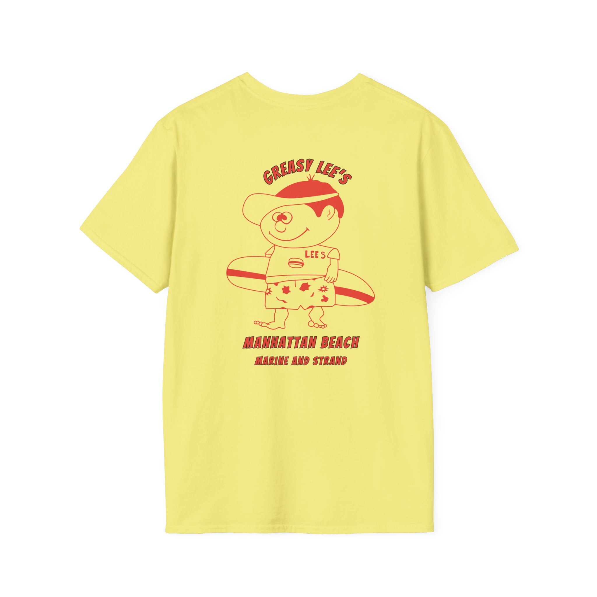 Greasy Lee's Manhattan Beach Old School T-Shirt | Marine and Strand Manhattan Beach Vintage Surf Design
