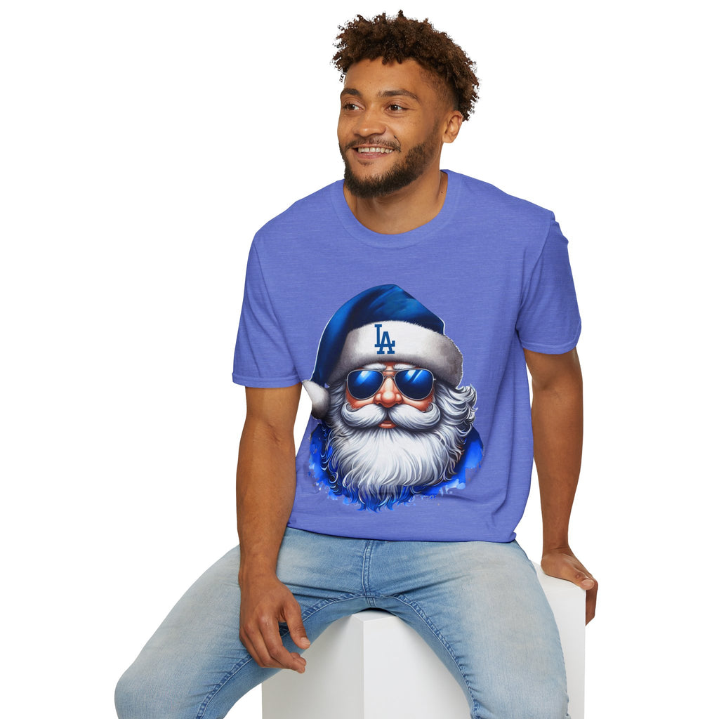 LA Dodgers Blue Santa T-Shirt — Cool Sunglasses Holiday Tee