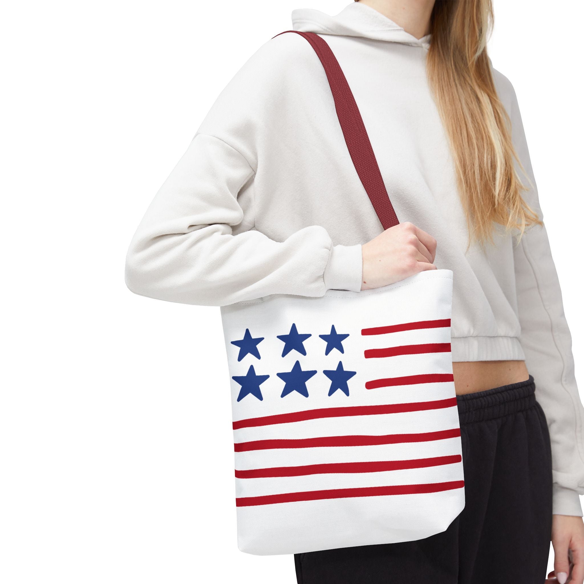 American Flag Stars & Stripes Tote Bag — Patriotic Canvas Beach Grocery Bag