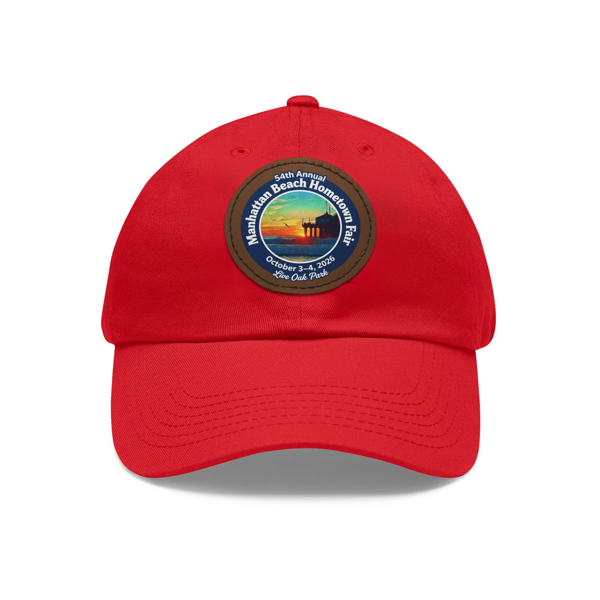 Manhattan Beach Hometown Fair 2026  Beach  Live Oak Park Annual Festival Round Leather Patch Hat