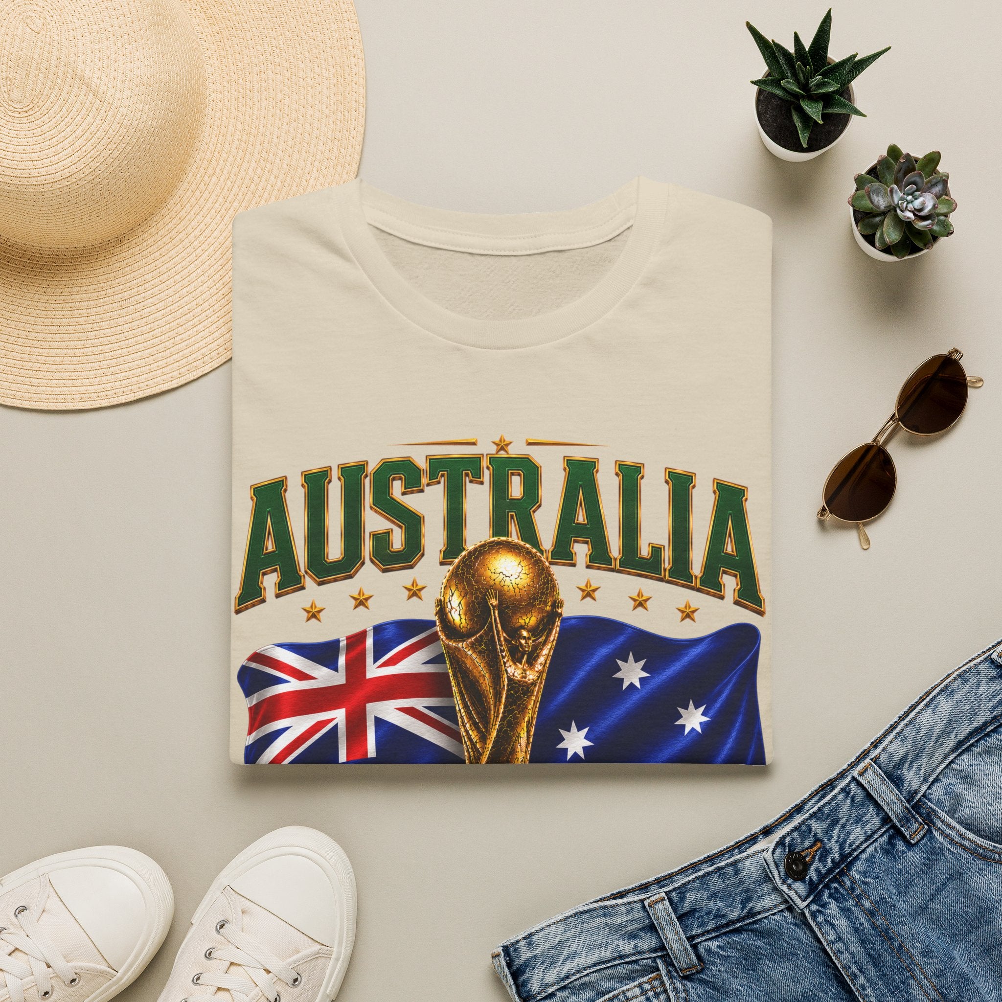 Australia 2026 Soccer World Cup T-Shirt — Aussie Flag & Trophy Design