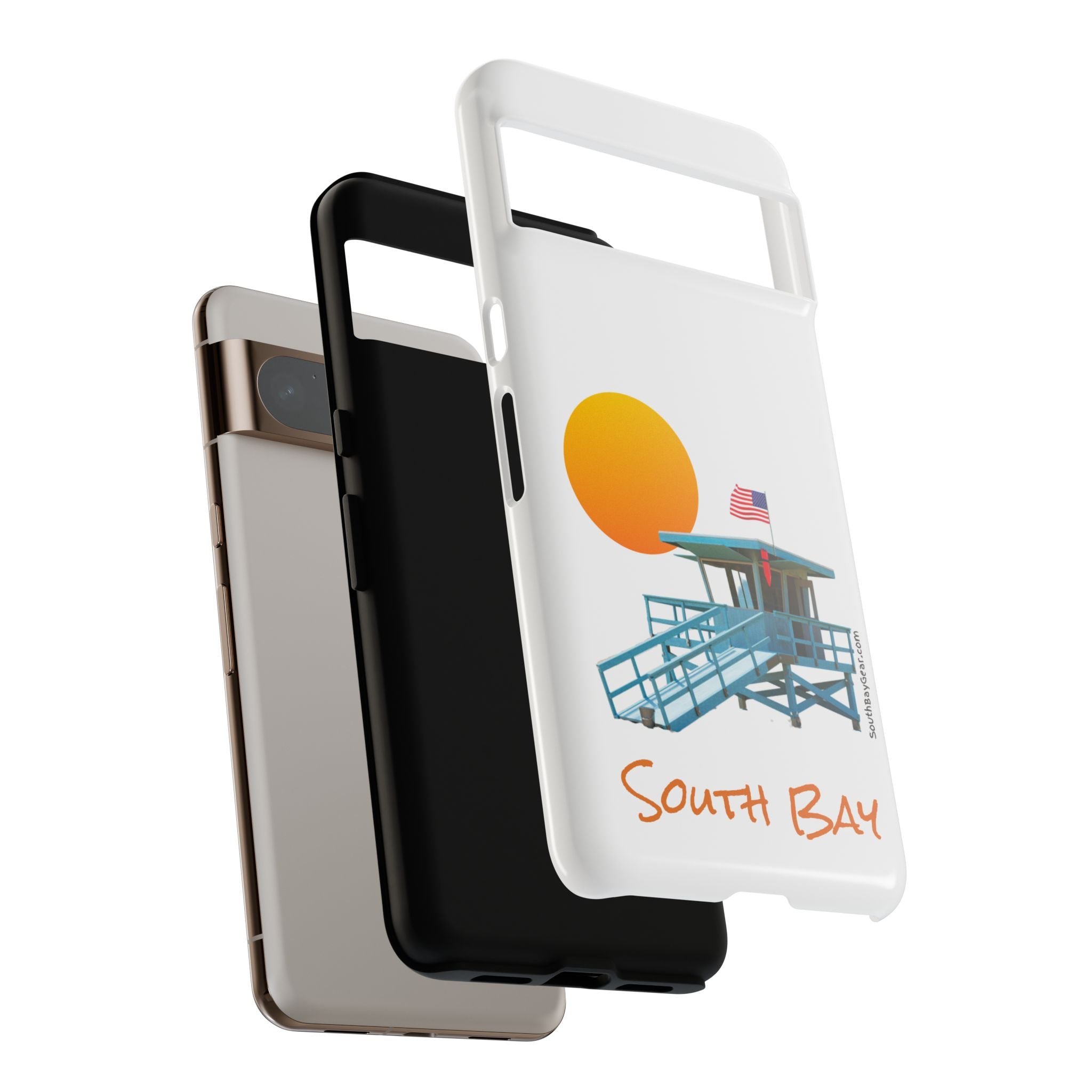 South Bay Lifeguard Stand with American Flag Tough Phone Cases