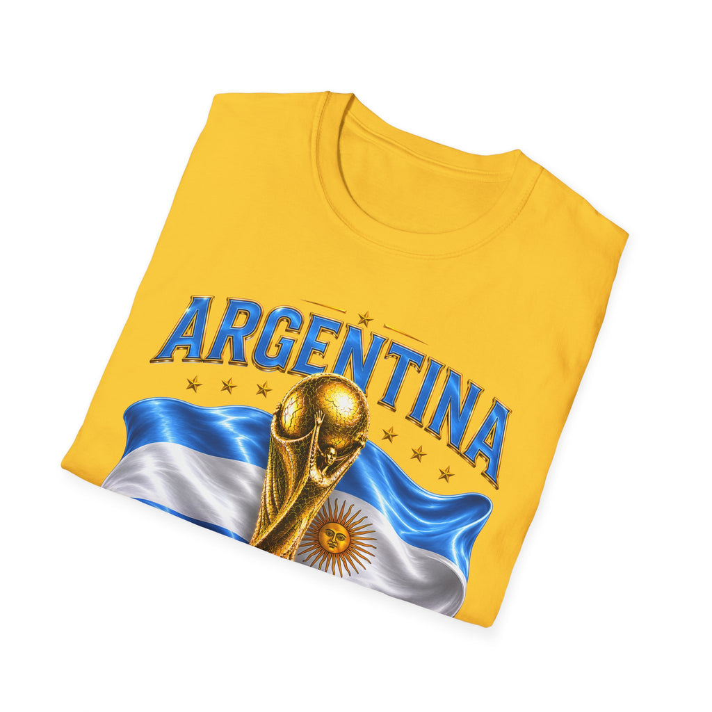 Argentina 2026 World Cup T-Shirt — Golden Trophy & Flag Soccer Fan Tee