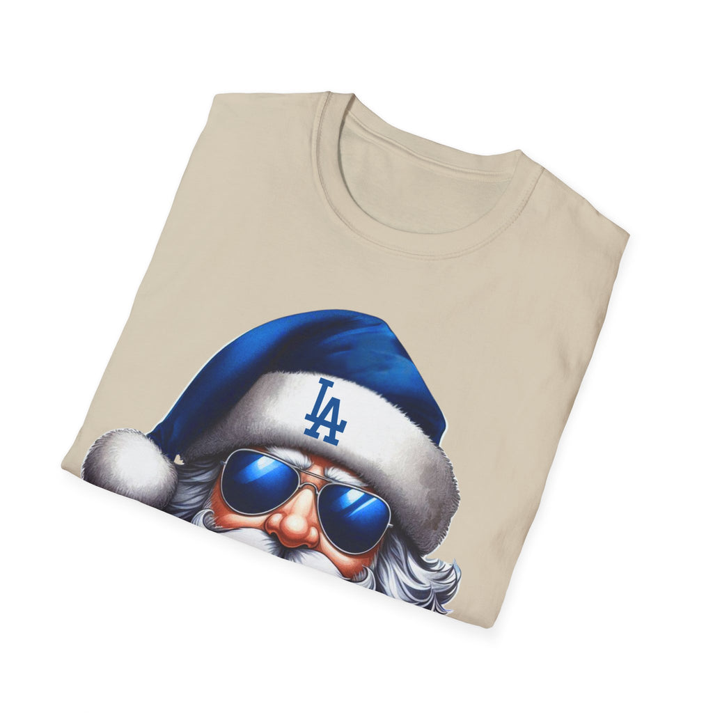 Blue Los Angeles Doyers Santa Tee | Santa Hat Graphic T-Shirt #Doyers